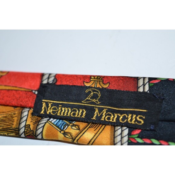 Vtg Hermes Les Tambours Black Gold drums tassels Tie 100% Silk Made in France - Picture 6 of 10